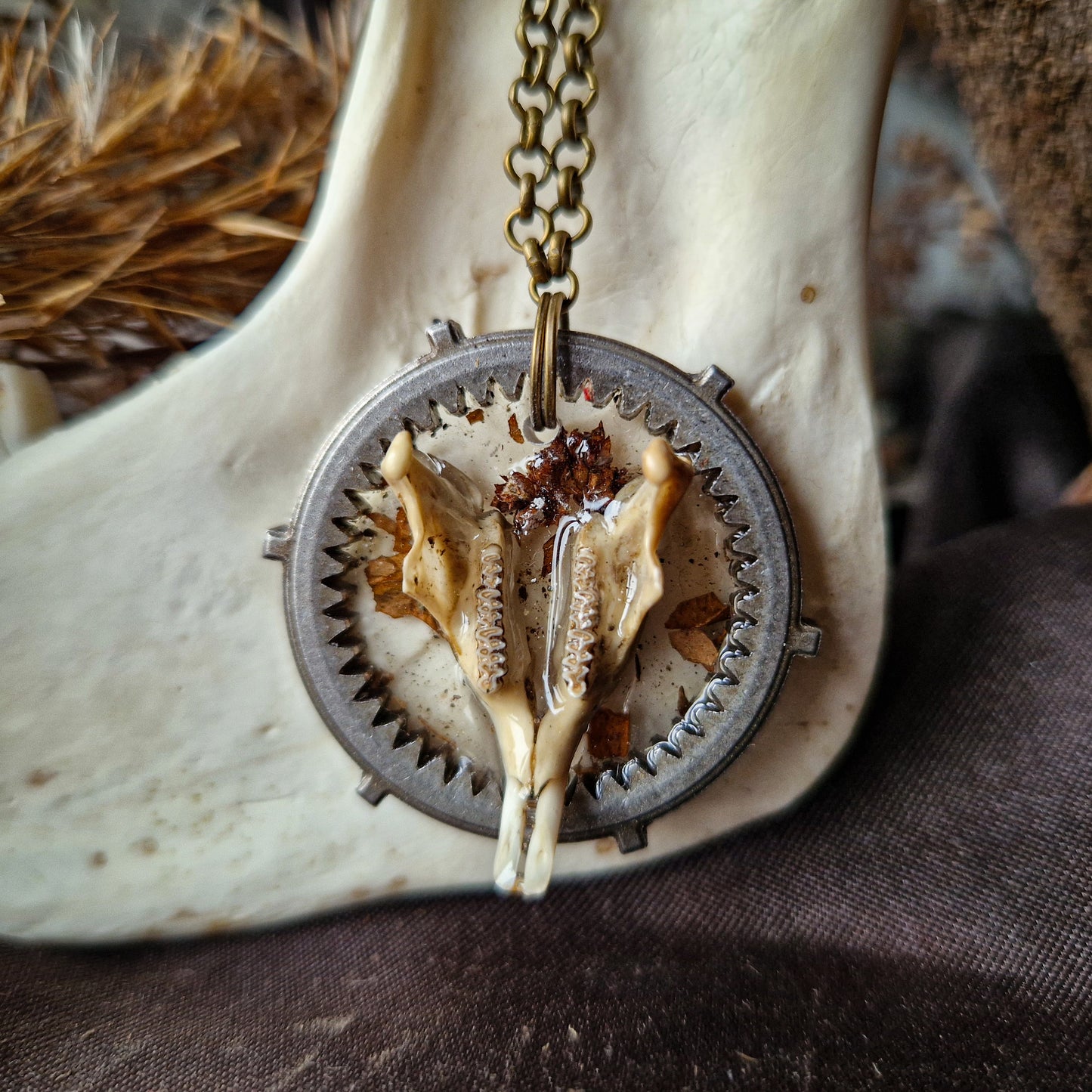 Full rat jaw necklace