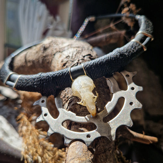 Mouse skull gear necklace