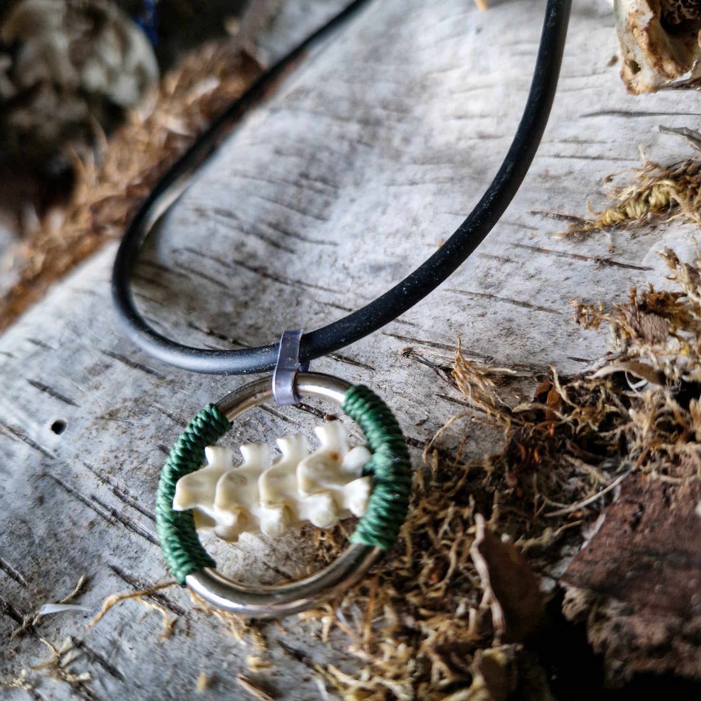 Bone pendant green