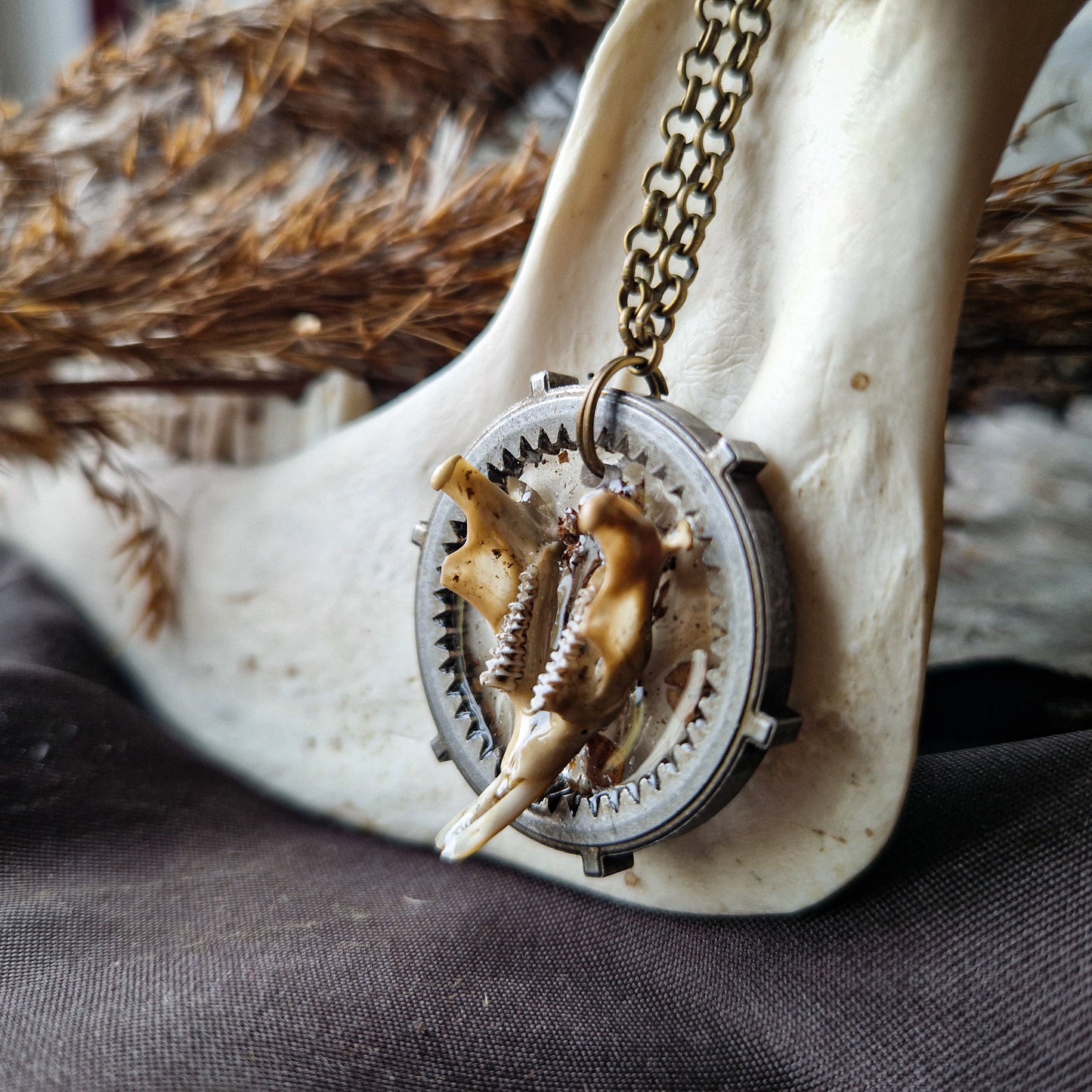 Full rat jaw necklace